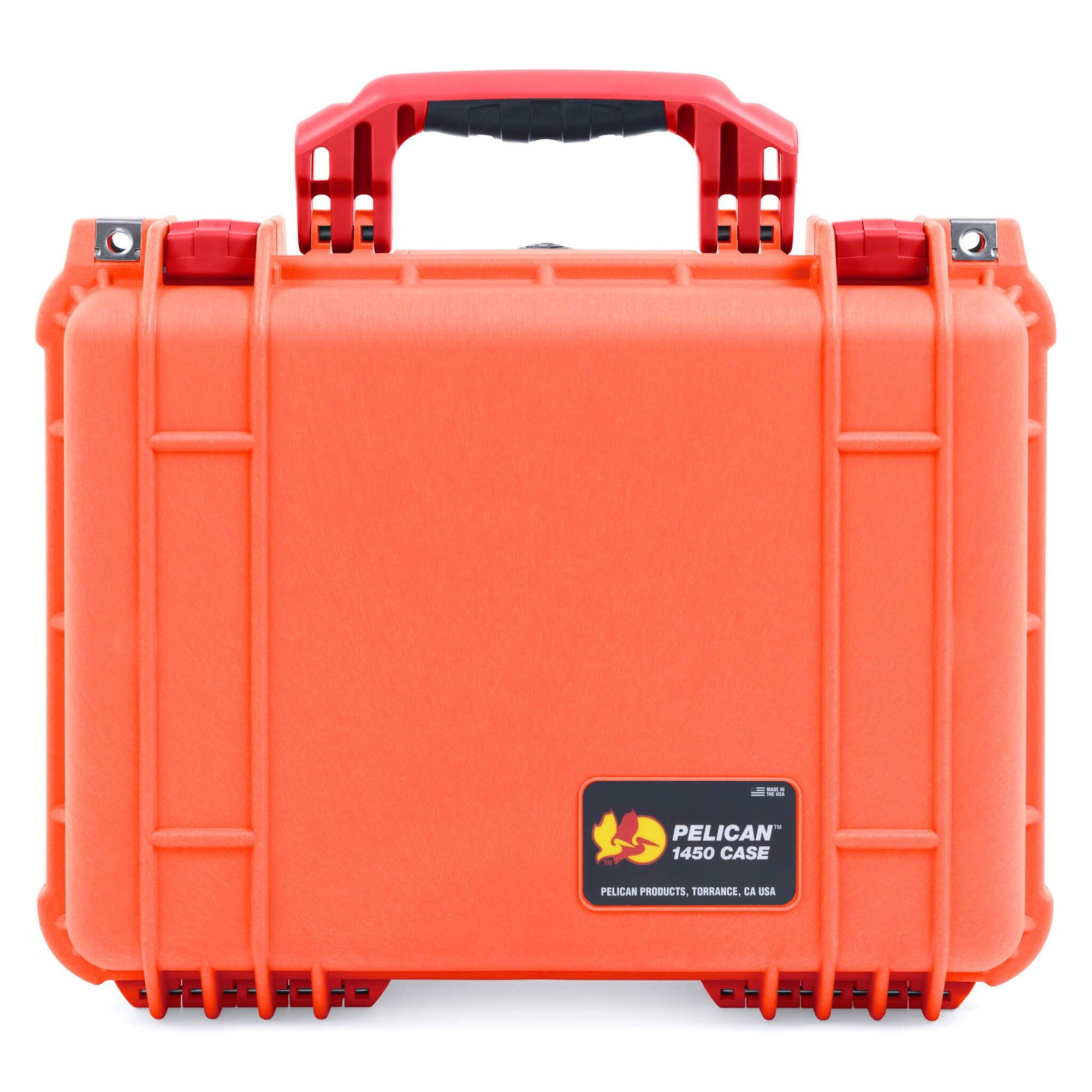 Pelican 1450 Case, Orange with Red Handle & Latches ColorCase 