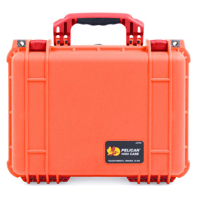 Pelican 1450 Case, Orange with Red Handle & Latches ColorCase