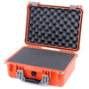 Pelican 1450 Case, Orange with Silver Handle & Latches Pick & Pluck Foam with Convolute Lid Foam ColorCase 014500-0001-150-180