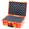 Pelican 1450 Case, Orange with Yellow Handle & Latches Pick & Pluck Foam with Convolute Lid Foam ColorCase 014500-0001-150-240