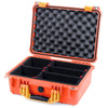 Pelican 1450 Case, Orange with Yellow Handle & Latches TrekPak Divider System with Convolute Lid Foam ColorCase 014500-0020-150-240