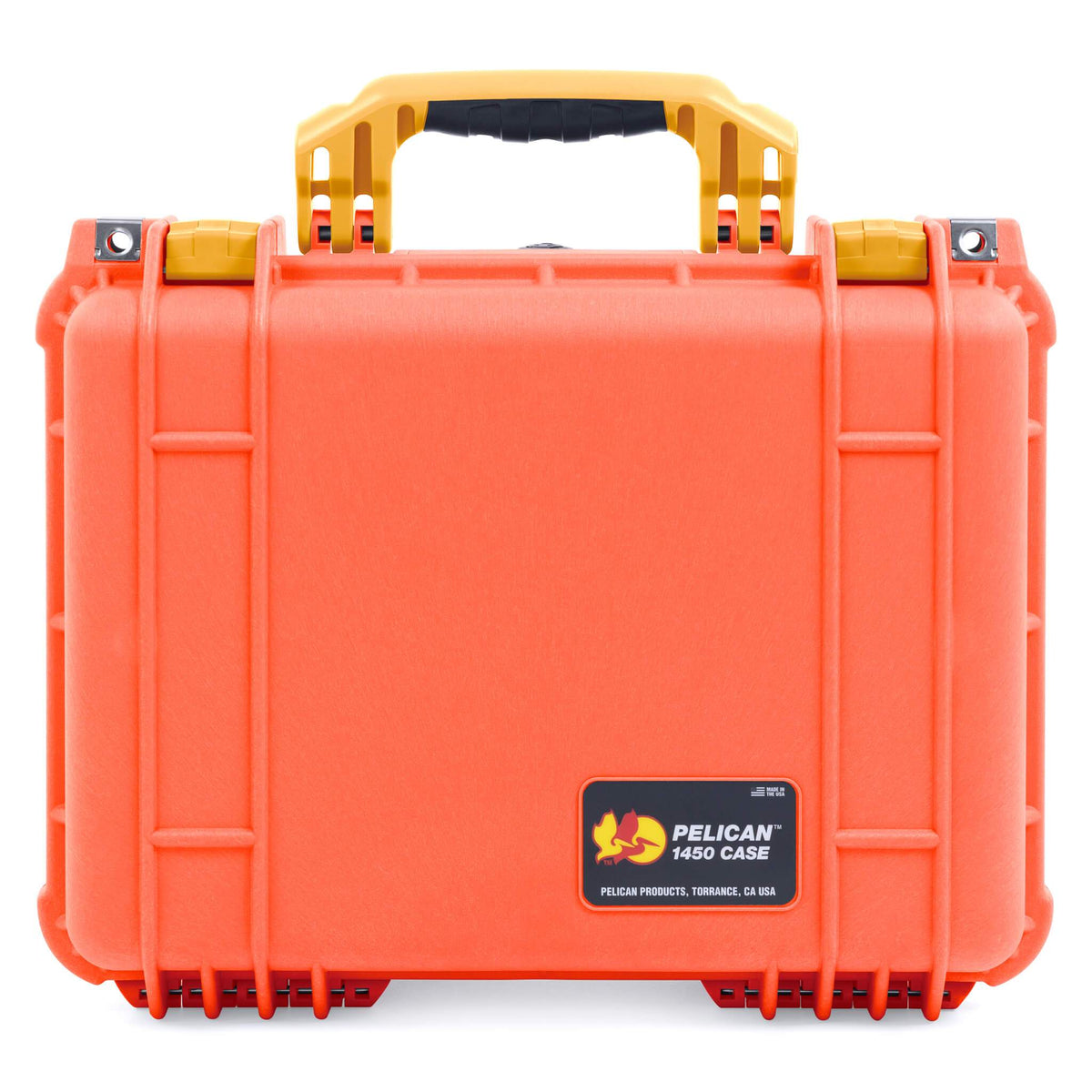 Pelican 1450 Case, Orange with Yellow Handle &amp; Latches ColorCase 