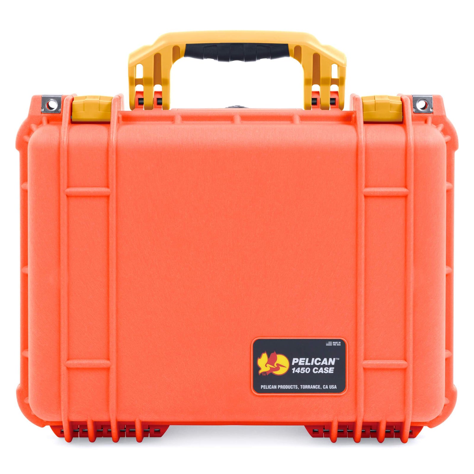 Pelican 1450 Case, Orange with Yellow Handle & Latches ColorCase 