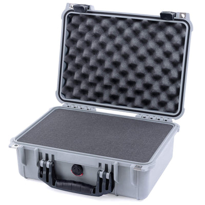 Pelican 1450 Case, Silver with Black Handle & Latches Pick & Pluck Foam with Convolute Lid Foam ColorCase 014500-0001-180-110