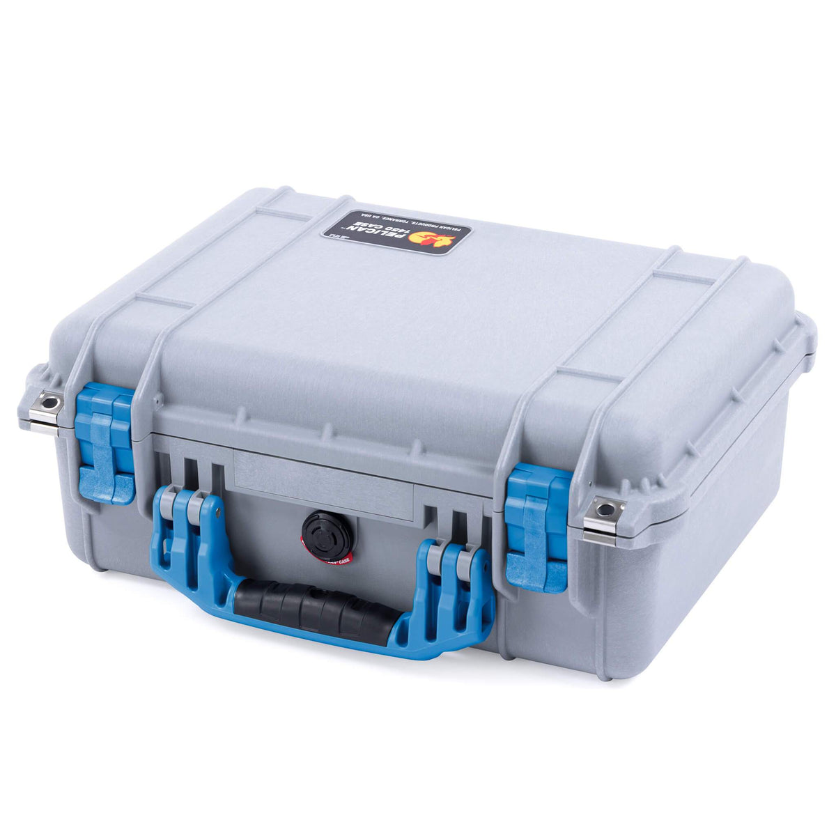 Pelican 1450 Case, Silver with Blue Handle &amp; Latches ColorCase 