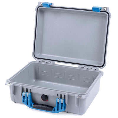 Pelican 1450 Case, Silver with Blue Handle & Latches None (Case Only) ColorCase 014500-0000-180-120