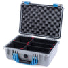 Pelican 1450 Case, Silver with Blue Handle & Latches TrekPak Divider System with Convolute Lid Foam ColorCase 014500-0020-180-120