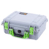 Pelican 1450 Case, Silver with Lime Green Handle & Latches ColorCase