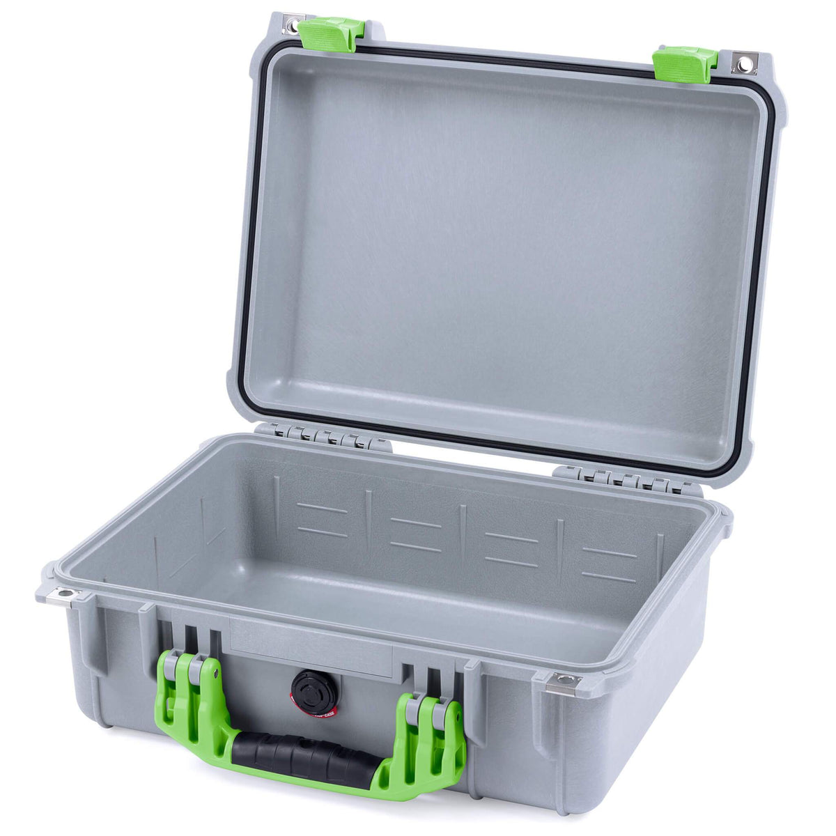 Pelican 1450 Case, Silver with Lime Green Handle &amp; Latches None (Case Only) ColorCase 014500-0000-180-300