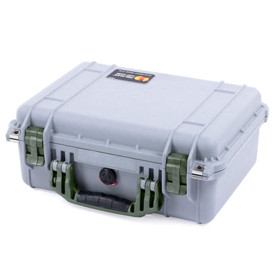 Pelican 1450 Case, Silver with OD Green Handle & Latches ColorCase