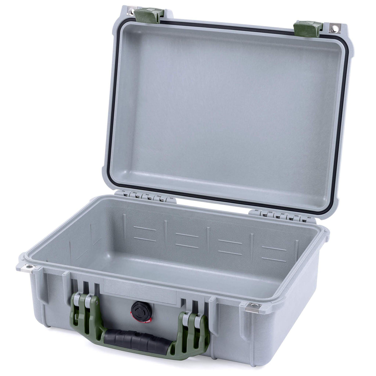 Pelican 1450 Case, Silver with OD Green Handle &amp; Latches None (Case Only) ColorCase 014500-0000-180-130