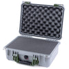Pelican 1450 Case, Silver with OD Green Handle & Latches Pick & Pluck Foam with Convolute Lid Foam ColorCase 014500-0001-180-130