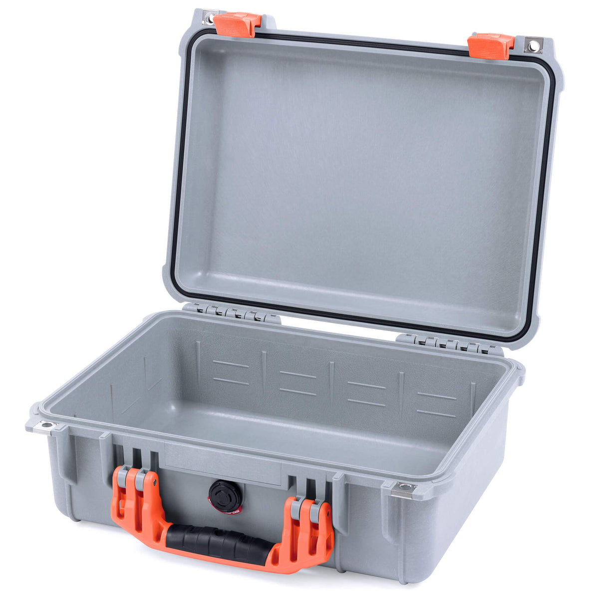 Pelican 1450 Case, Silver with Orange Handle &amp; Latches None (Case Only) ColorCase 014500-0000-180-150