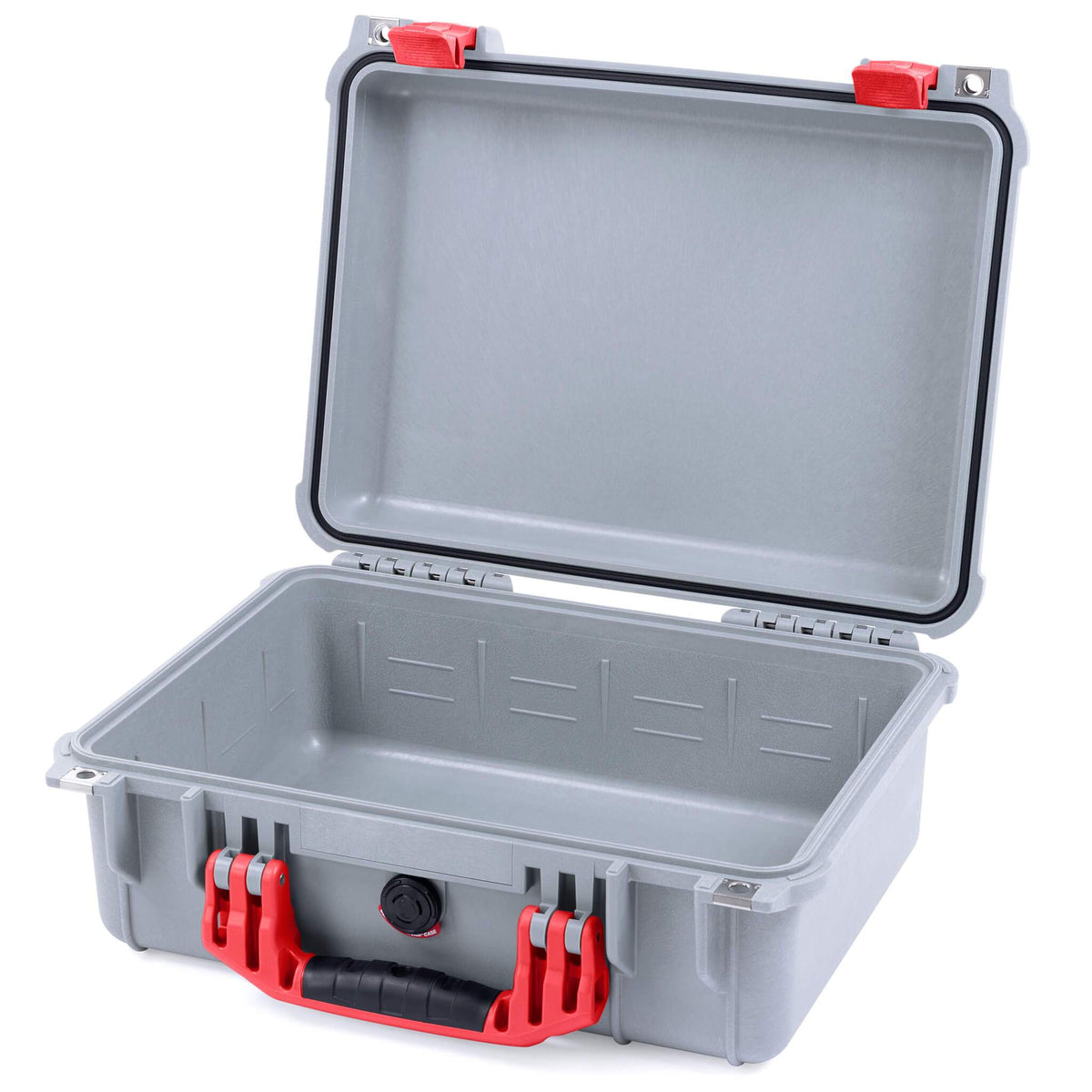 Pelican 1450 Case, Silver with Red Handle &amp; Latches None (Case Only) ColorCase 014500-0000-180-320