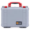 Pelican 1450 Case, Silver with Red Handle & Latches ColorCase
