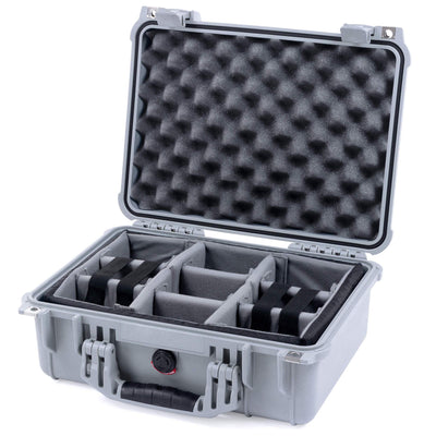 Pelican 1450 Case, Silver Gray Padded Microfiber Dividers with Convolute Lid Foam ColorCase 014500-0070-180-180
