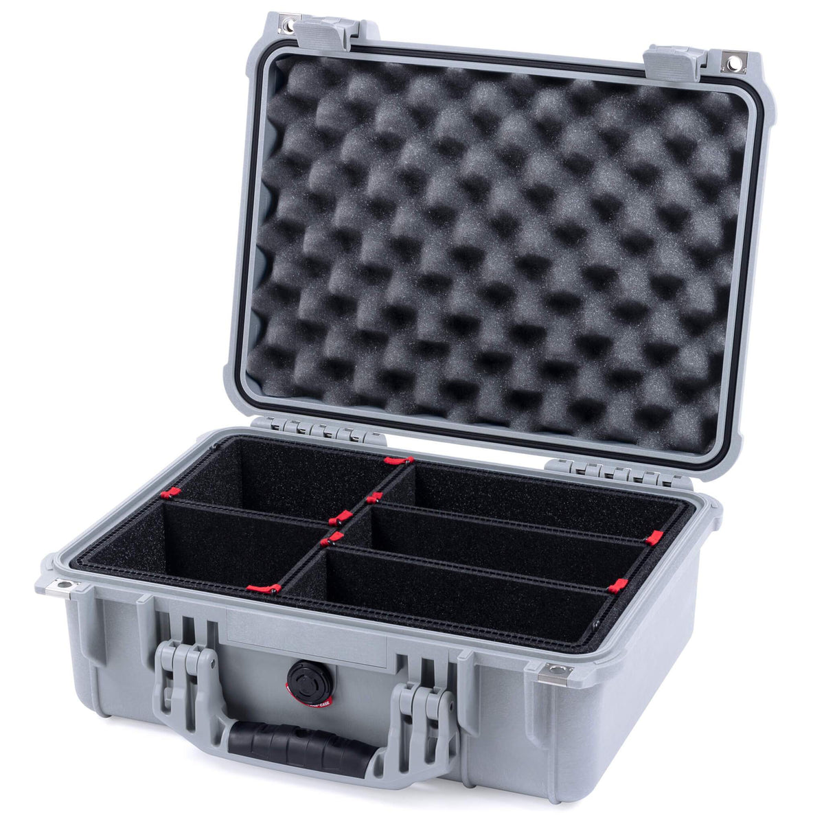 Pelican 1450 Case, Silver TrekPak Divider System with Convolute Lid Foam ColorCase 014500-0020-180-180