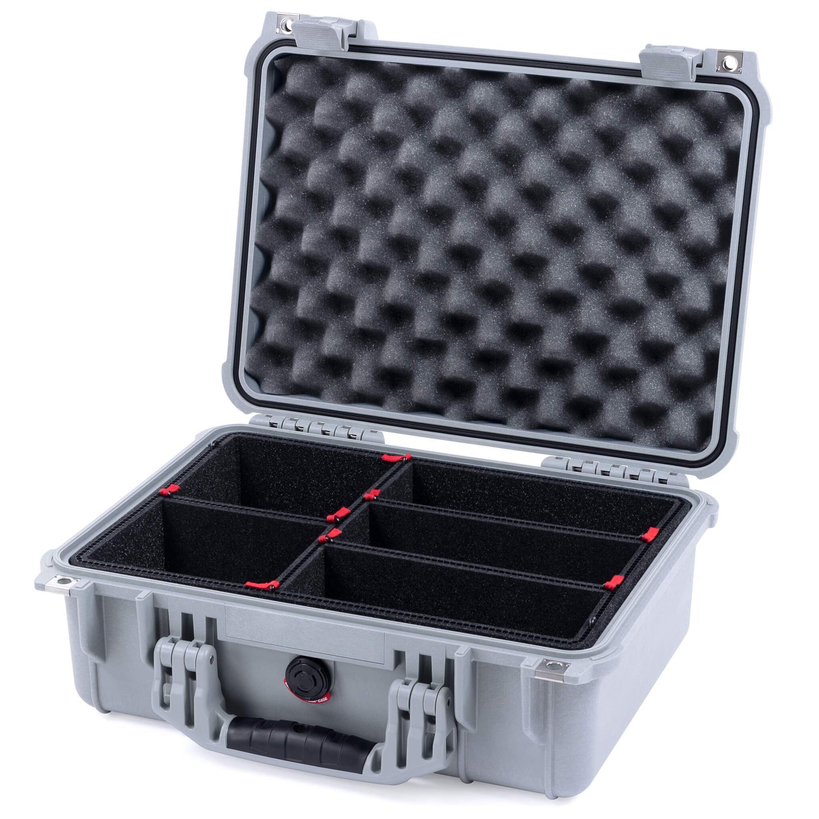 Pelican 1450 Case, Silver TrekPak Divider System with Convolute Lid Foam ColorCase 014500-0020-180-180