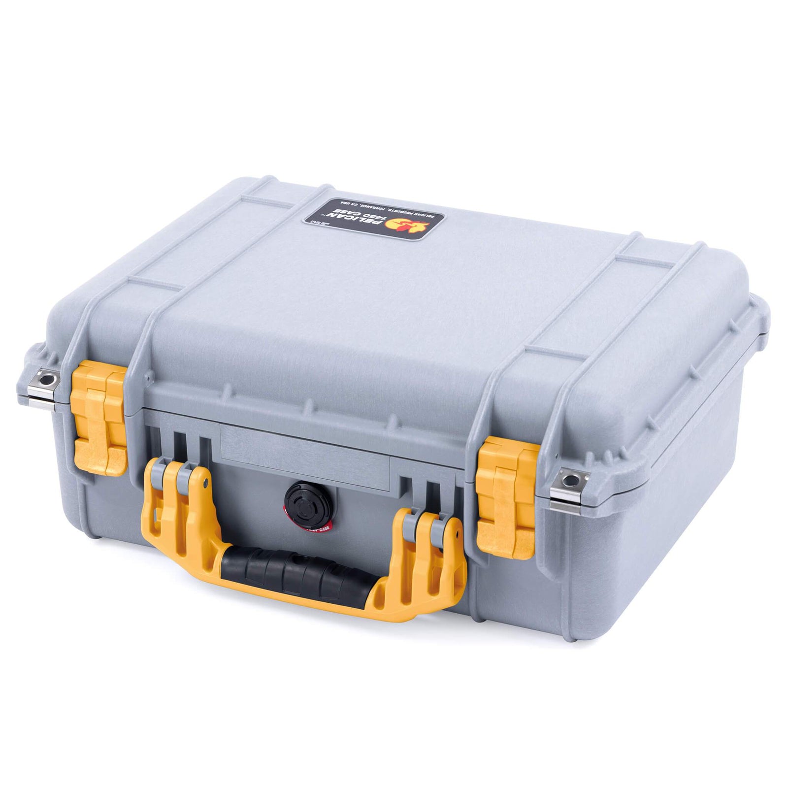 Pelican 1450 Case, Silver with Yellow Handle & Latches ColorCase 