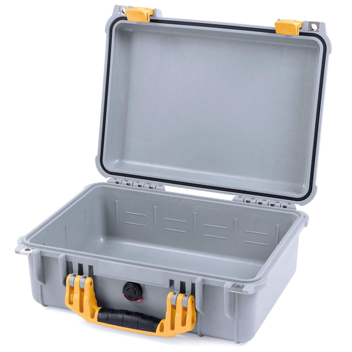 Pelican 1450 Case, Silver with Yellow Handle &amp; Latches None (Case Only) ColorCase 014500-0000-180-240