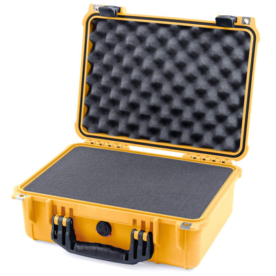 Pelican 1450 Case, Yellow with Black Handle & Latches Pick & Pluck Foam with Convolute Lid Foam ColorCase 014500-0001-240-110