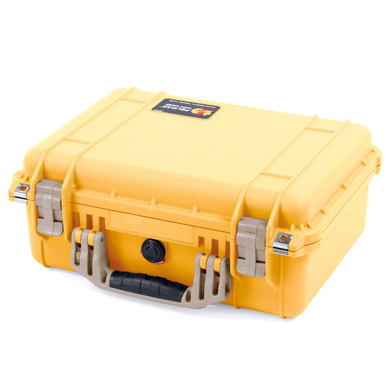 Pelican 1450 Case, Yellow with Desert Tan Handle & Latches ColorCase 