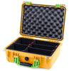 Pelican 1450 Case, Yellow with Lime Green Handle & Latches TrekPak Divider System with Convolute Lid Foam ColorCase 014500-0020-240-300