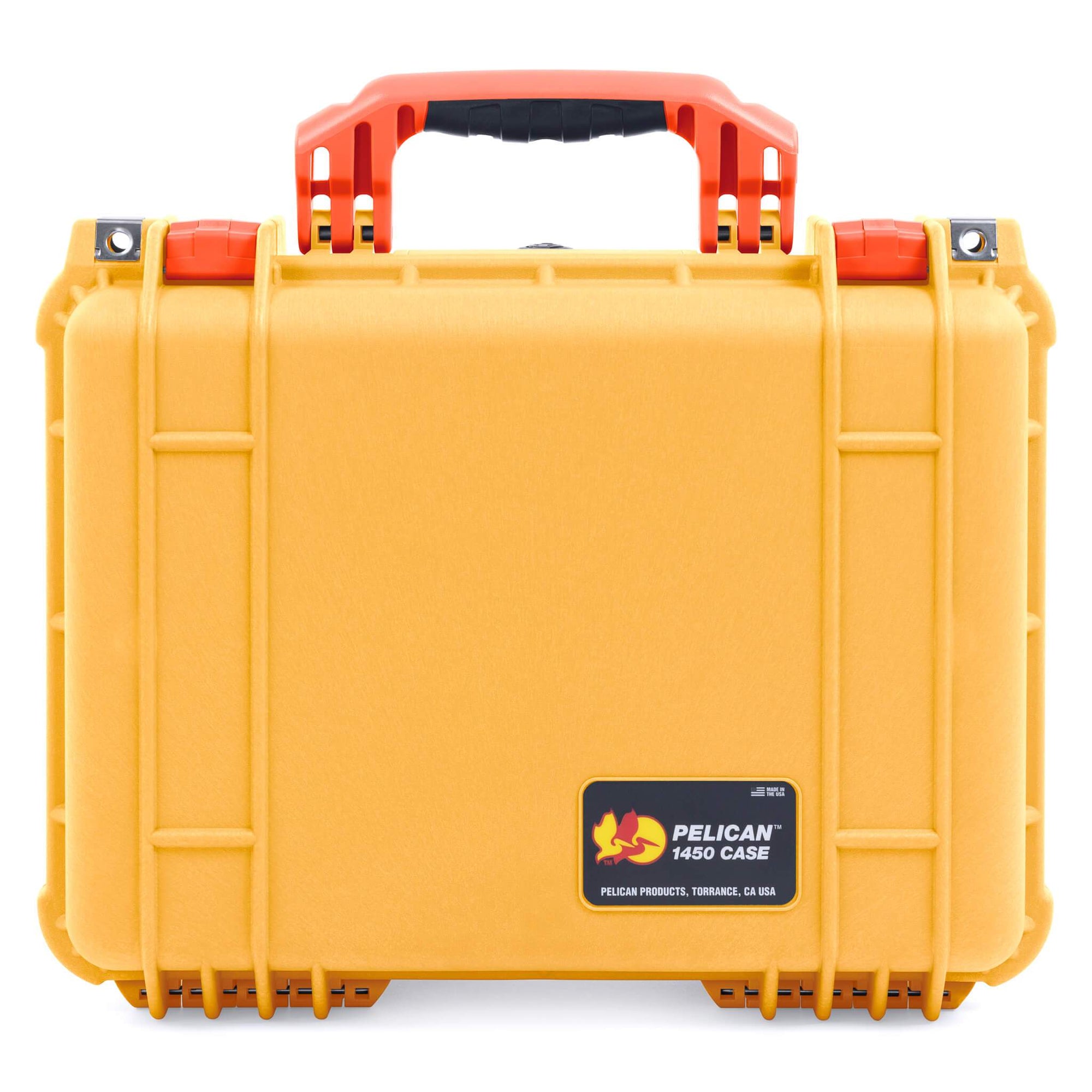 Pelican 1450 Case, Yellow with Orange Handle & Latches ColorCase 