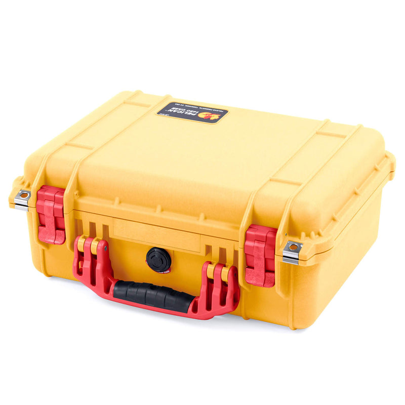 Pelican 1450 Case, Yellow with Red Handle & Latches ColorCase 