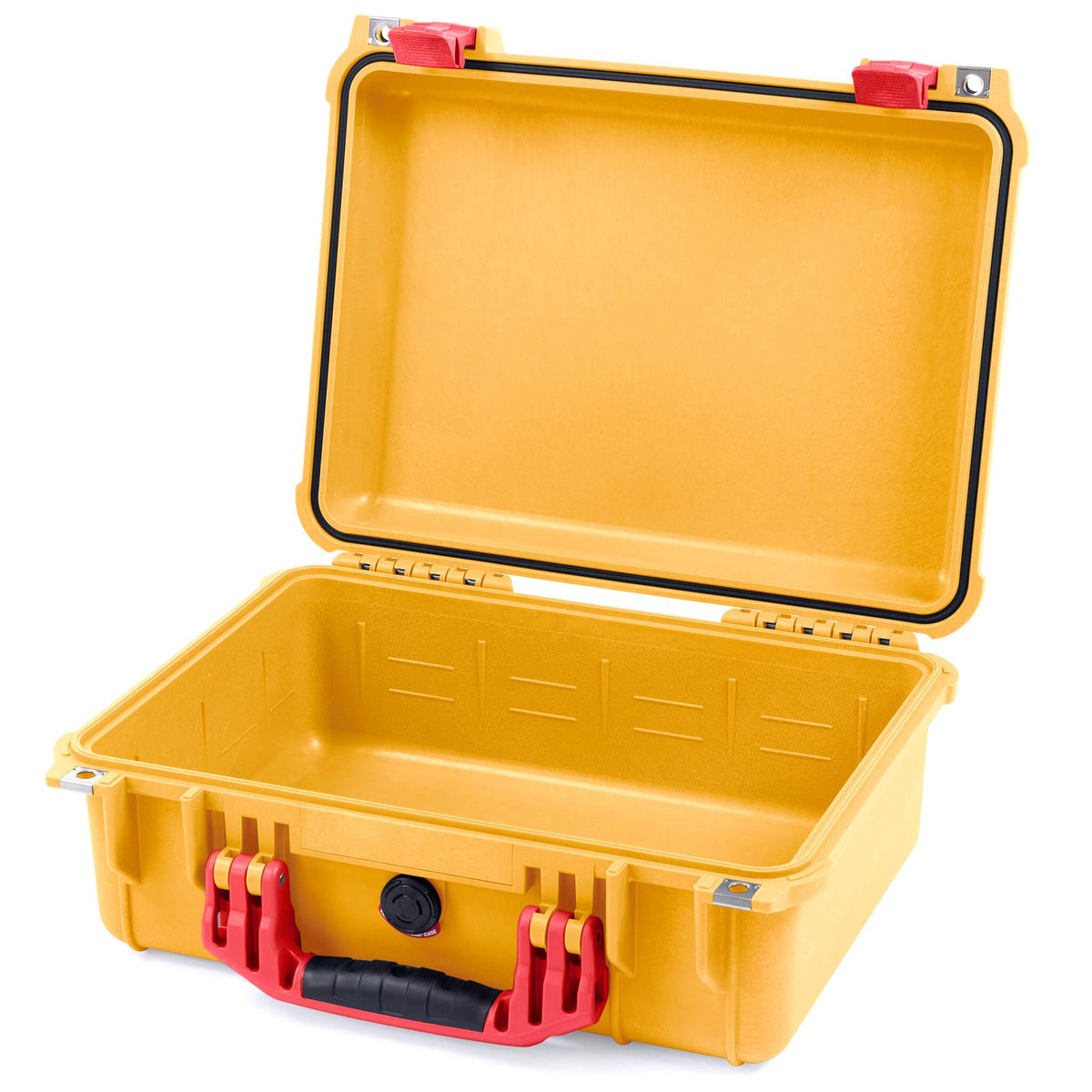 Pelican 1450 Case, Yellow with Red Handle &amp; Latches None (Case Only) ColorCase 014500-0000-240-320