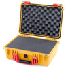 Pelican 1450 Case, Yellow with Red Handle & Latches Pick & Pluck Foam with Convolute Lid Foam ColorCase 014500-0001-240-320