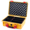 Pelican 1450 Case, Yellow with Red Handle & Latches TrekPak Divider System with Convolute Lid Foam ColorCase 014500-0020-240-320