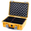 Pelican 1450 Case, Yellow with Silver Handle & Latches TrekPak Divider System with Convolute Lid Foam ColorCase 014500-0020-240-180