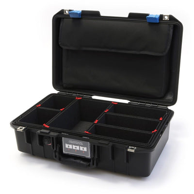 Pelican 1485 Air Case, Black with Blue Latches TrekPak Divider System with Computer Pouch ColorCase 014850-0220-110-120