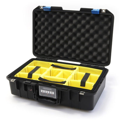 Pelican 1485 Air Case, Black with Blue Latches Yellow Padded Microfiber Dividers with Convolute Lid Foam ColorCase 014850-0010-110-120