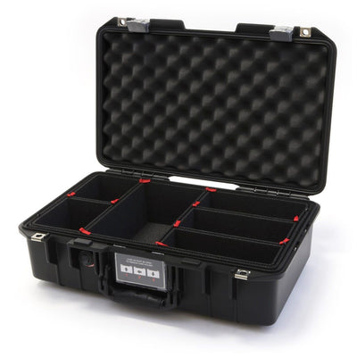 Pelican 1485 Air Case, Black with Silver Latches TrekPak Divider System with Convolute Lid Foam ColorCase 014850-0020-110-180
