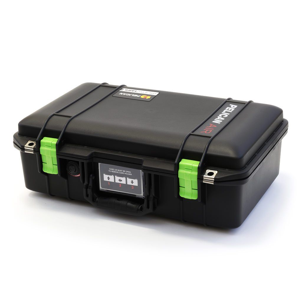 Pelican 1485 Air Case, Black with Lime Green Latches ColorCase 