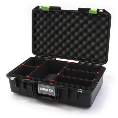 Pelican 1485 Air Case, Black with Lime Green Latches TrekPak Divider System with Convolute Lid Foam ColorCase 014850-0020-110-300