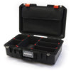 Pelican 1485 Air Case, Black with Orange Latches TrekPak Divider System with Computer Pouch ColorCase 014850-0220-110-150