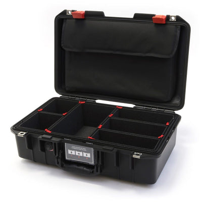Pelican 1485 Air Case, Black with Red Latches TrekPak Divider System with Computer Pouch ColorCase 014850-0220-110-320