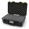 Pelican 1485 Air Case, Black with Yellow Latches Pick & Pluck Foam with Convolute Lid Foam ColorCase 014850-0001-110-240
