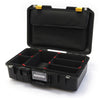 Pelican 1485 Air Case, Black with Yellow Latches TrekPak Divider System with Computer Pouch ColorCase 014850-0220-110-240