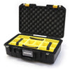 Pelican 1485 Air Case, Black with Yellow Latches Yellow Padded Microfiber Dividers with Convolute Lid Foam ColorCase 014850-0010-110-240