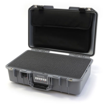 Pelican 1485 Air Case, Silver with Black Latches Pick & Pluck Foam with Computer Pouch ColorCase 014850-0201-180-110