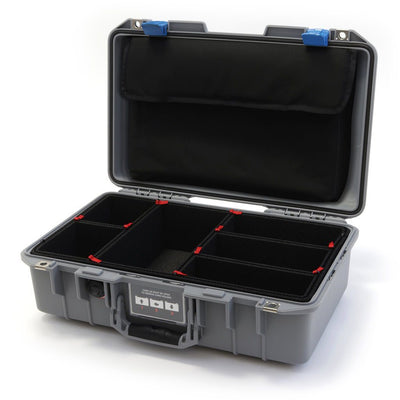 Pelican 1485 Air Case, Silver with Blue Latches TrekPak Divider System with Computer Pouch ColorCase 014850-0220-180-120