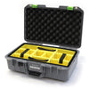 Pelican 1485 Air Case, Silver with Lime Green Latches Yellow Padded Microfiber Dividers with Convolute Lid Foam ColorCase 014850-0010-180-300