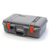 Pelican 1485 Air Case, Silver with Orange Latches ColorCase