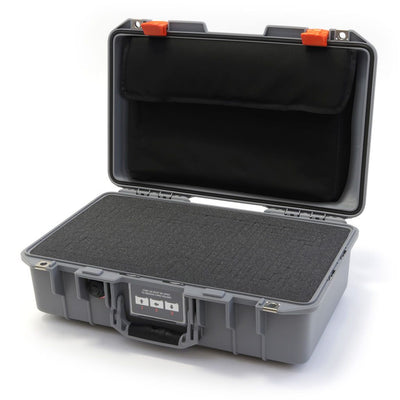 Pelican 1485 Air Case, Silver with Orange Latches Pick & Pluck Foam with Computer Pouch ColorCase 014850-0201-180-150