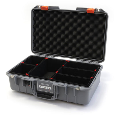 Pelican 1485 Air Case, Silver with Orange Latches TrekPak Divider System with Convolute Lid Foam ColorCase 014850-0020-180-150