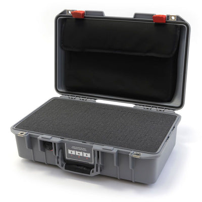 Pelican 1485 Air Case, Silver with Red Latches Pick & Pluck Foam with Computer Pouch ColorCase 014850-0201-180-320